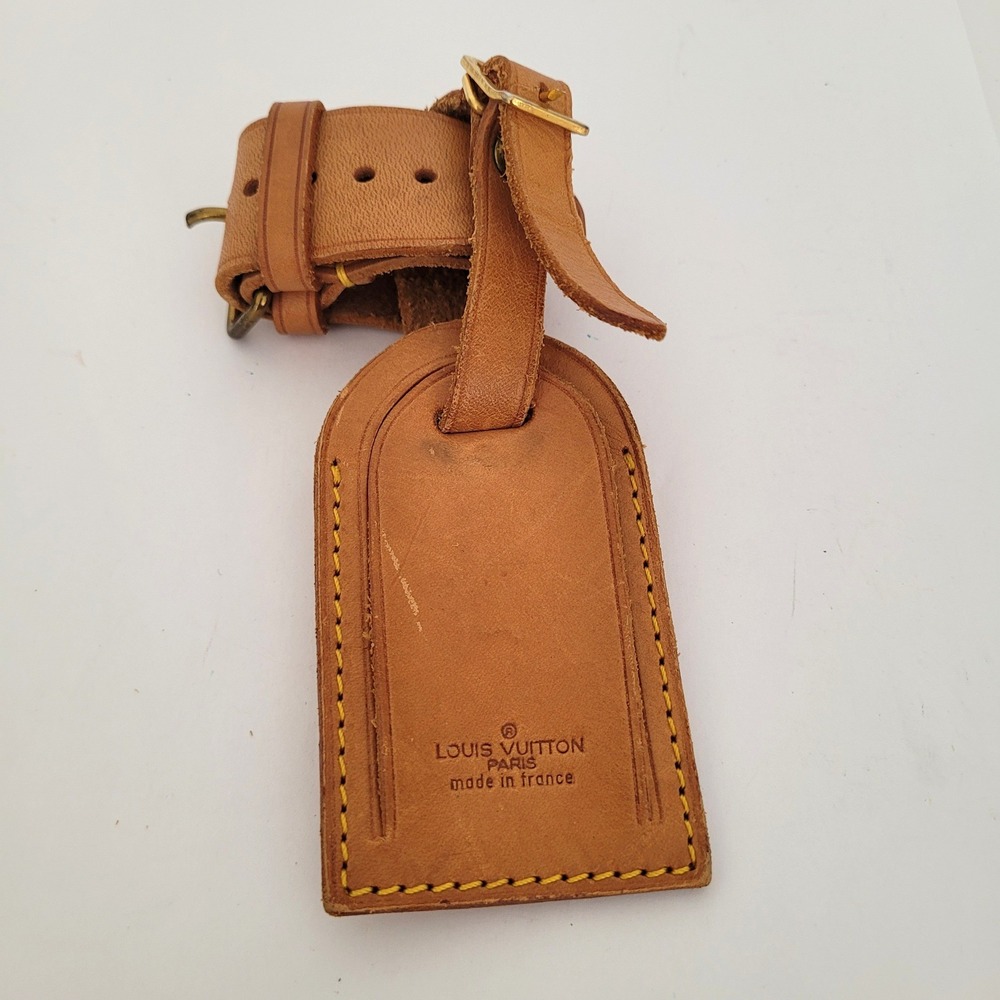 Louis Vuitton Vachetta Leather Luggage Tag and Handle Binder Strap Set Tan